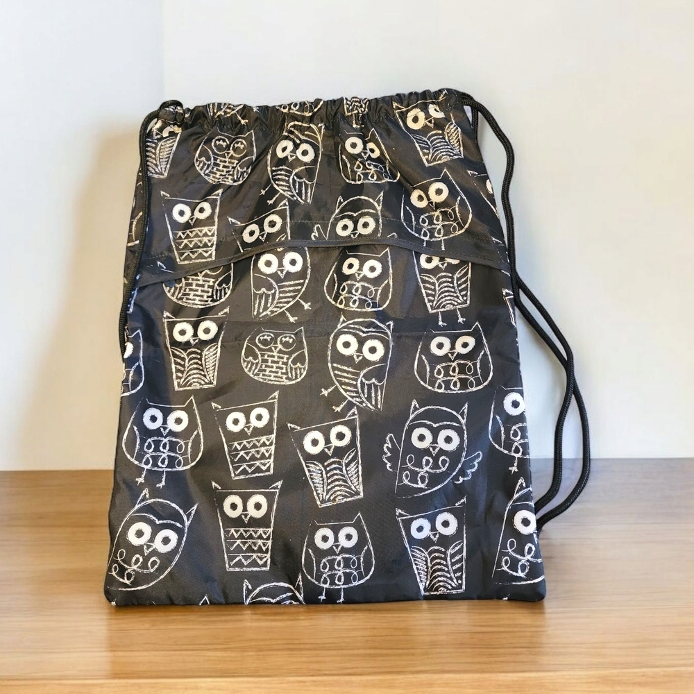 Black and White Owl Pattern Backpack NWT